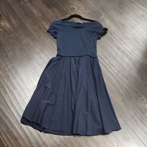 Blue Puff Sleeve A-Line Dress